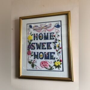 Embroidered 'Home Sweet Home' Framed Art